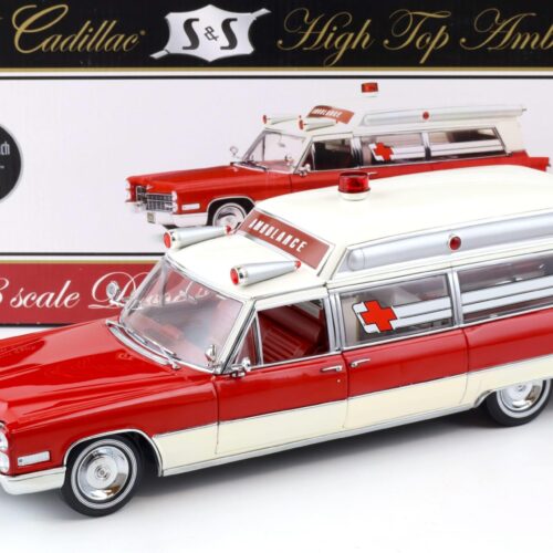 1:18 Sunset Coach Precision 1966 Cadillac S&S High Top Ambulance red/ white
