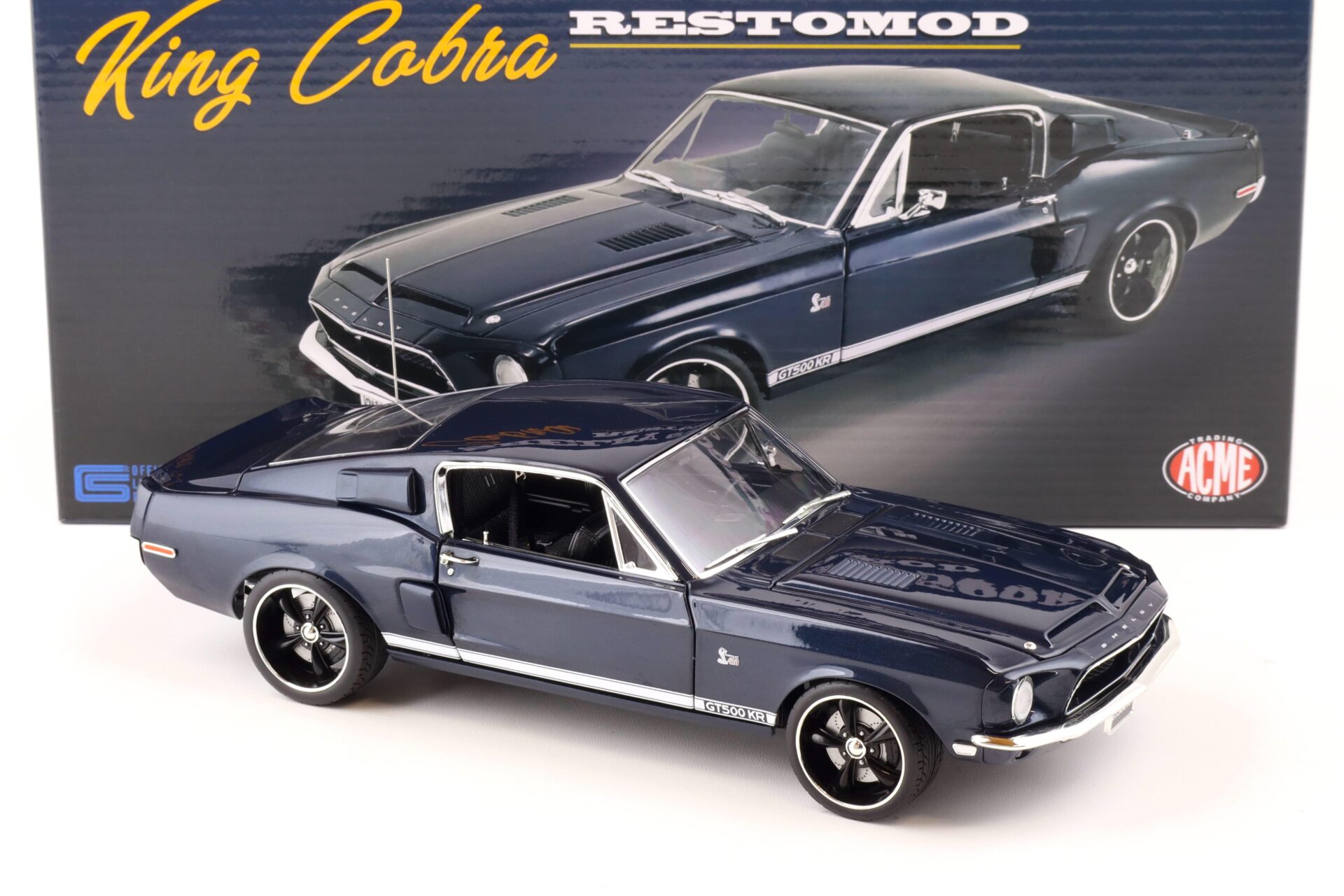 1:18 ACME 1968 Shelby GT500KR Restomod Coupe King Cobra dark blue A1801843
