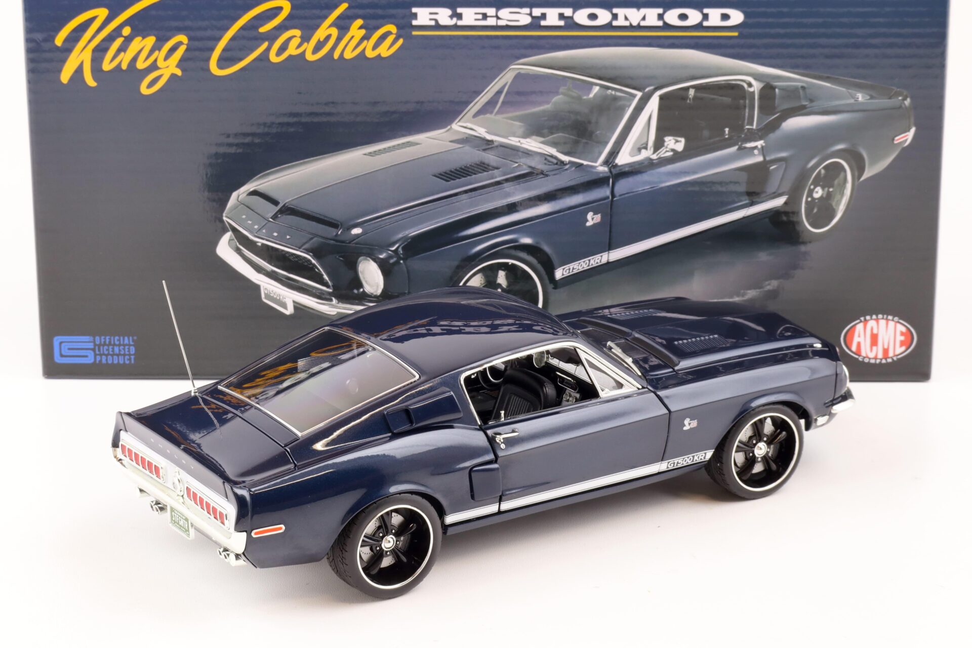 1:18 ACME 1968 Shelby GT500KR Restomod Coupe King Cobra dark blue A1801843
