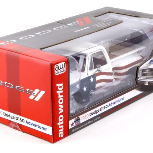 1:18 Auto World 1980 Dodge Stepside D150 Adventurer Patriotic Pickup America