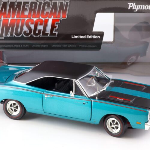 1:18 Auto World 1969 Plymouth Road Runner MCACN Q5 turquoise/ black