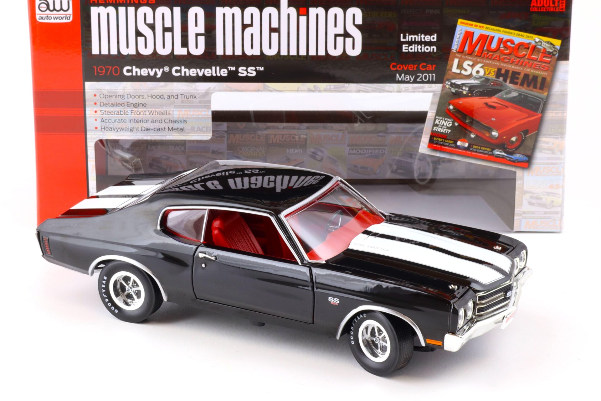 1:18 Auto World 1970 Chevrolet Chevelle SS 454 Coupe Hemmings Tuxedo black