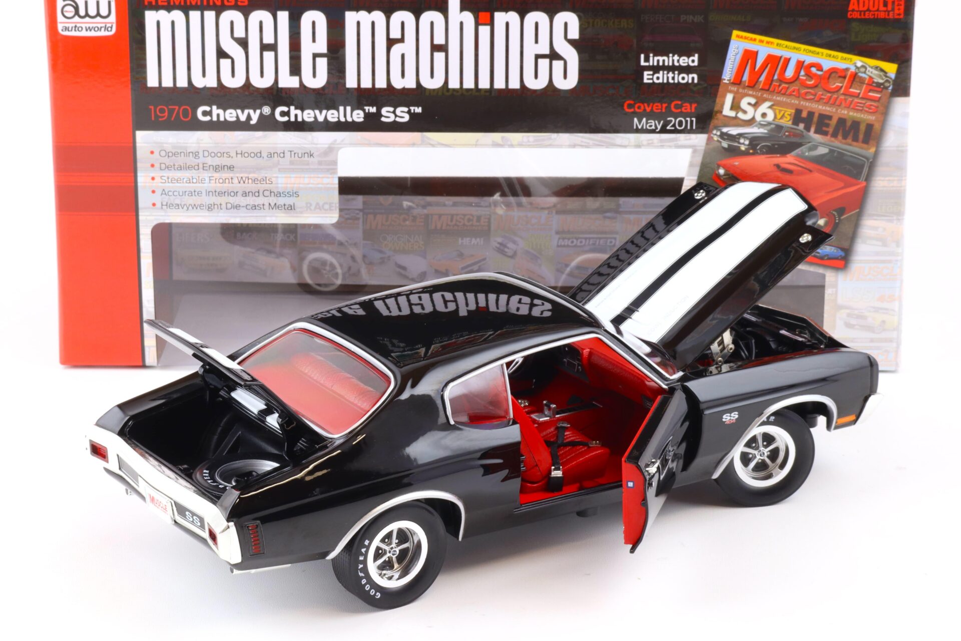 1:18 Auto World 1970 Chevrolet Chevelle SS 454 Coupe Hemmings Tuxedo black