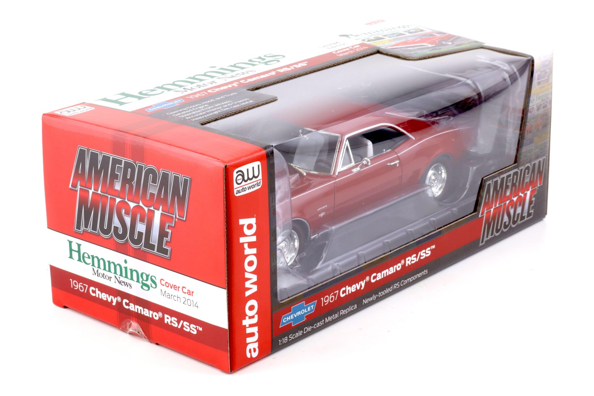 1:18 Auto World 1967 Chevrolet Camaro SS/RS Coupe Hemmings Bolero red
