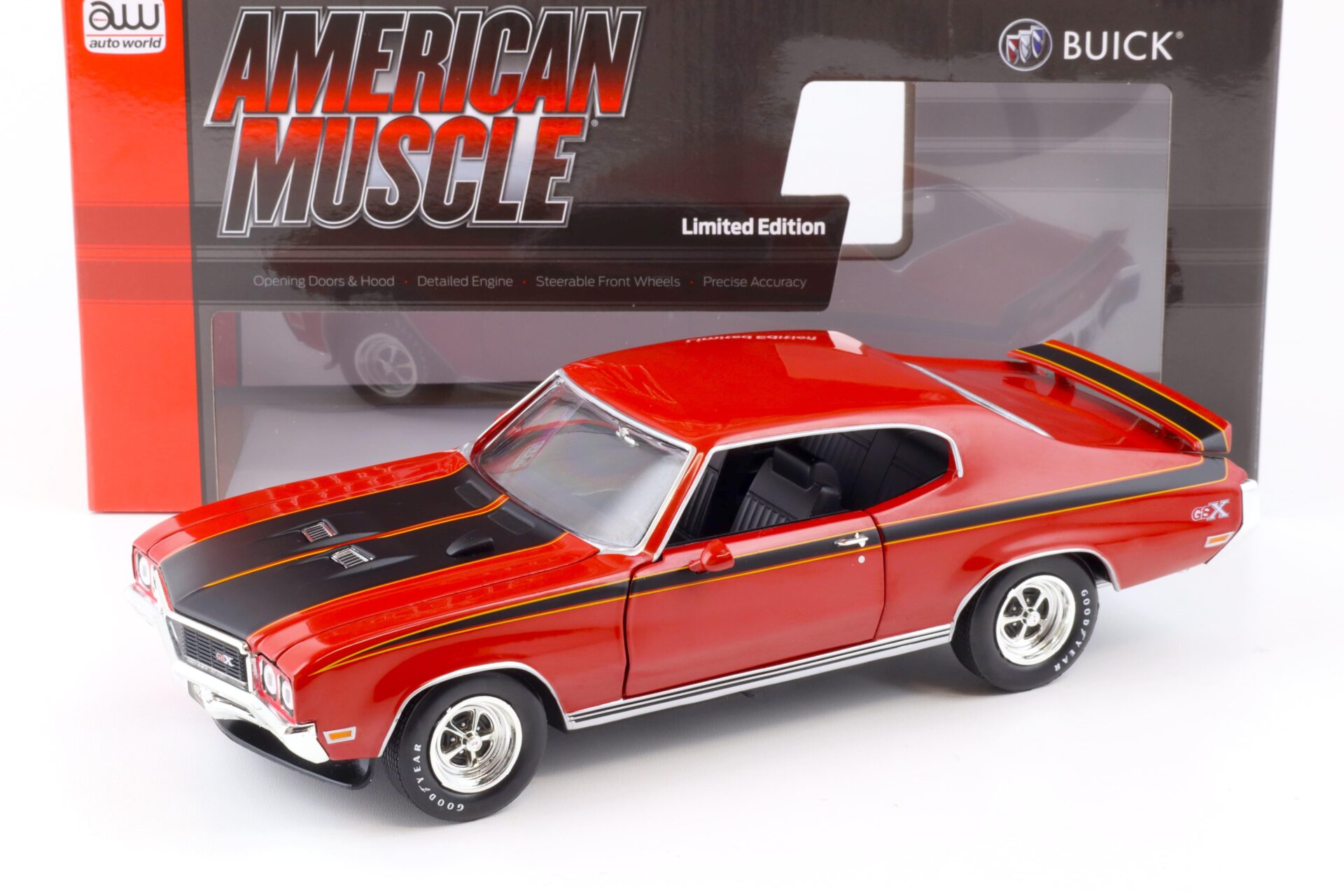 1:18 Auto World 1972 Buick GSX Coupe MCACN Fire red/ black