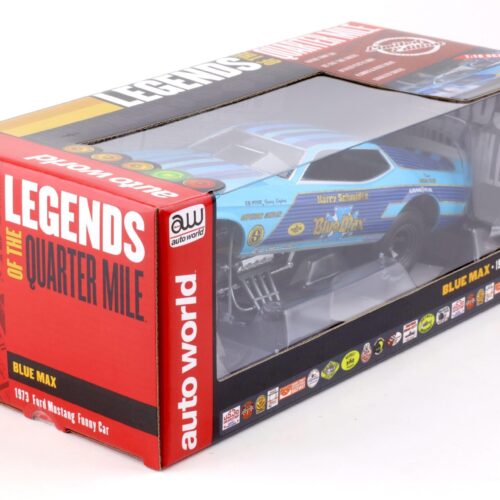 1:18 Auto World 1973 BLUE MAX Ford Mustang Funny Car LOTQM Harry Schmidt blue