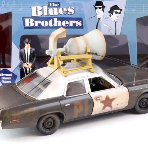 1:18 Auto World 1974 Dodge Monaco Bluesmobile with Loud Speaker Blues Brothers + Figures