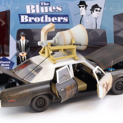 1:18 Auto World 1974 Dodge Monaco Bluesmobile with Loud Speaker Blues Brothers + Figures