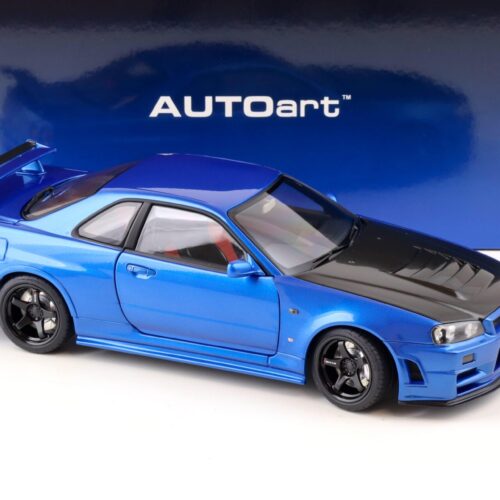1:18 AUTOart Nissan Skyline GT-R (R34) Z-Tune 2005 Bayside blue/ w Carbon Bonnet 77460 - Image 2