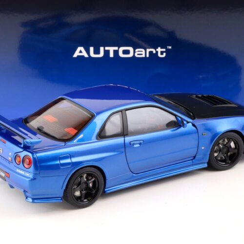 1:18 AUTOart Nissan Skyline GT-R (R34) Z-Tune 2005 Bayside blue/ w Carbon Bonnet 77460 - Image 3