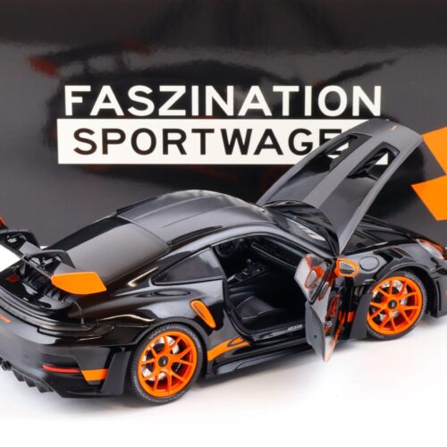 1:18 Minichamps Porsche 911 (992) GT3 RS Weissach Package 2023 black/ orange