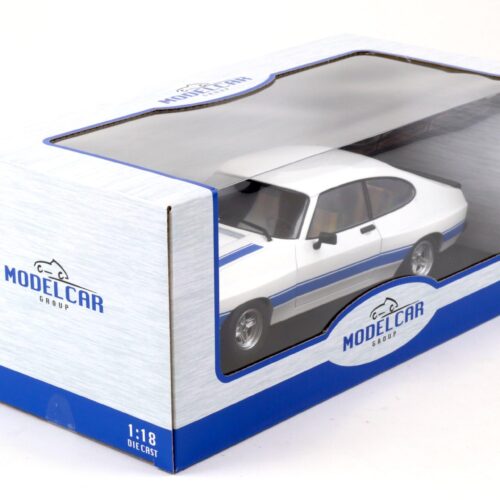 1:18 MCG Ford Capri MK II X-Pack white/ blue stripes LHD 1975