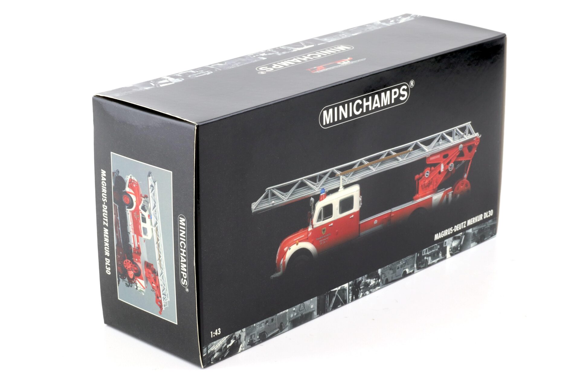 1:43 Minichamps Magirus-Deutz Merkur DL30 Drehleiter Feuerwehr Dortmund red/white