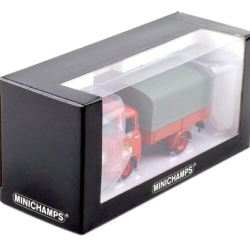 1:43 Minichamps Hanomag Kurier Pritschenwagen Feuerwehr Dortmund red
