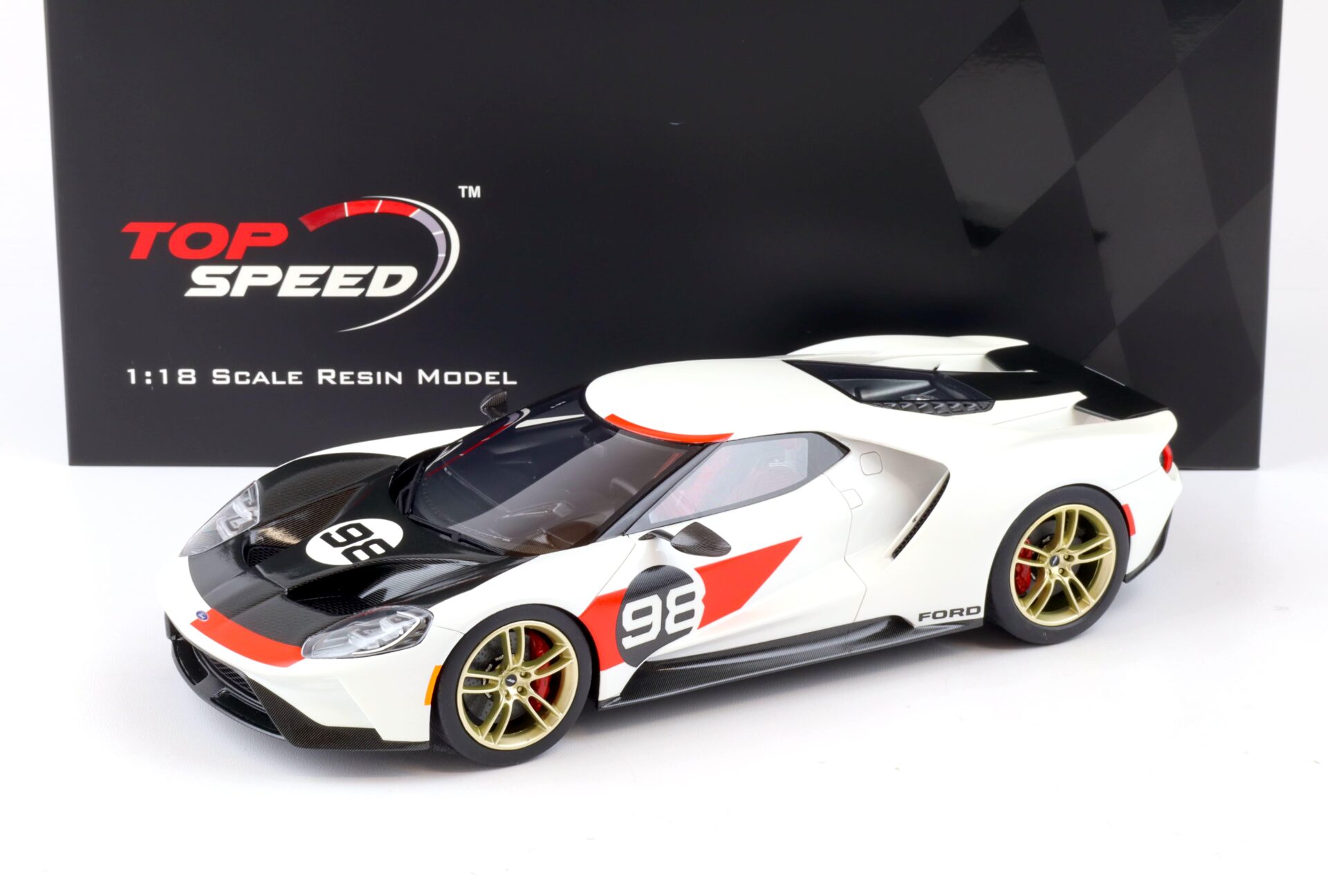 1:18 Top Speed Ford GT Coupe 2021 Heritage Edition #98 white/ black TS0317