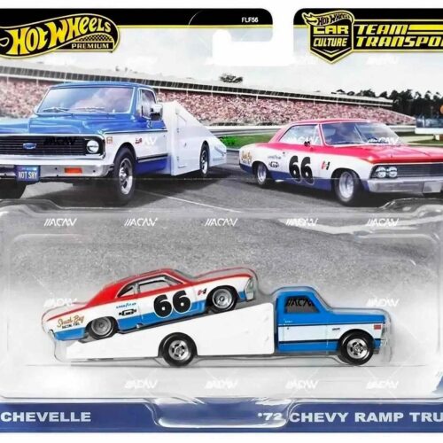 1:64 Hot Wheels Premium 2024 Team Transport 1966 Chevrolet Chevelle + Chevy Ramp Truck