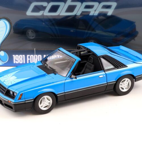 1:18 Greenlight 1981 Ford Mustang Cobra Fastback T-Top medium blue