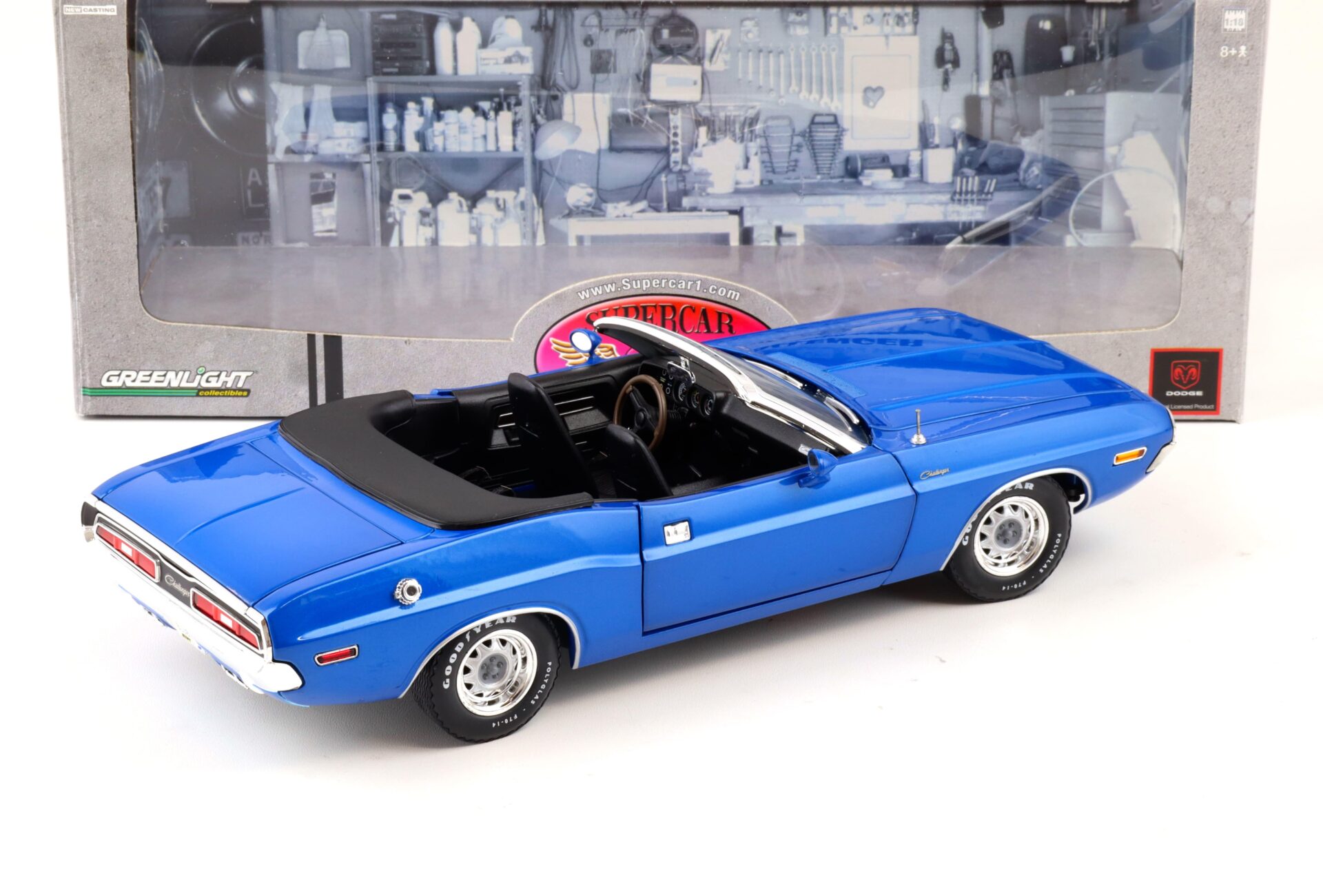 1:18 Greenlight 1971 Dodge Challenger Convertible blue Supercar Collectibles