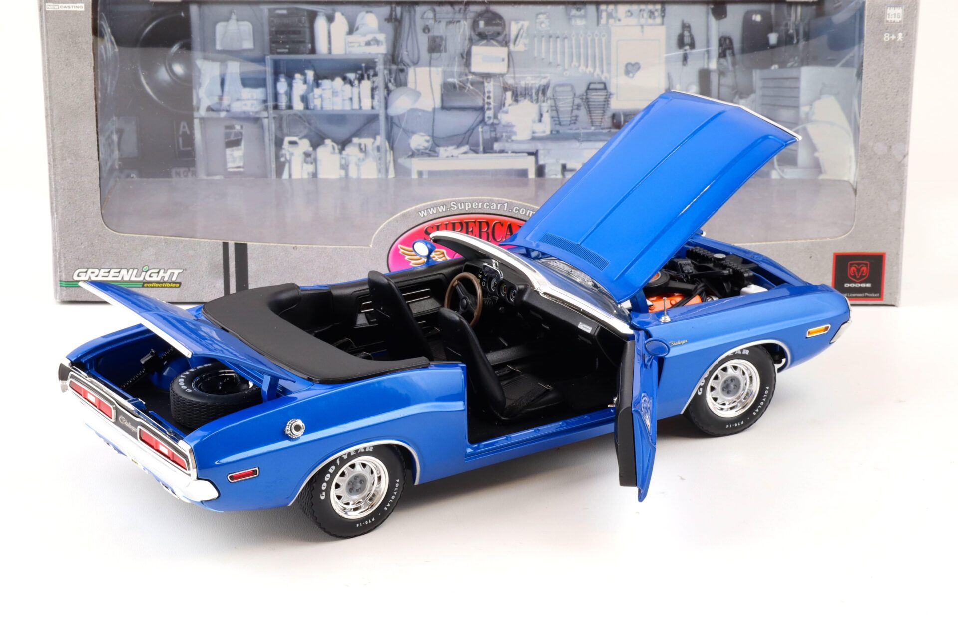 1:18 Greenlight 1971 Dodge Challenger Convertible blue Supercar Collectibles