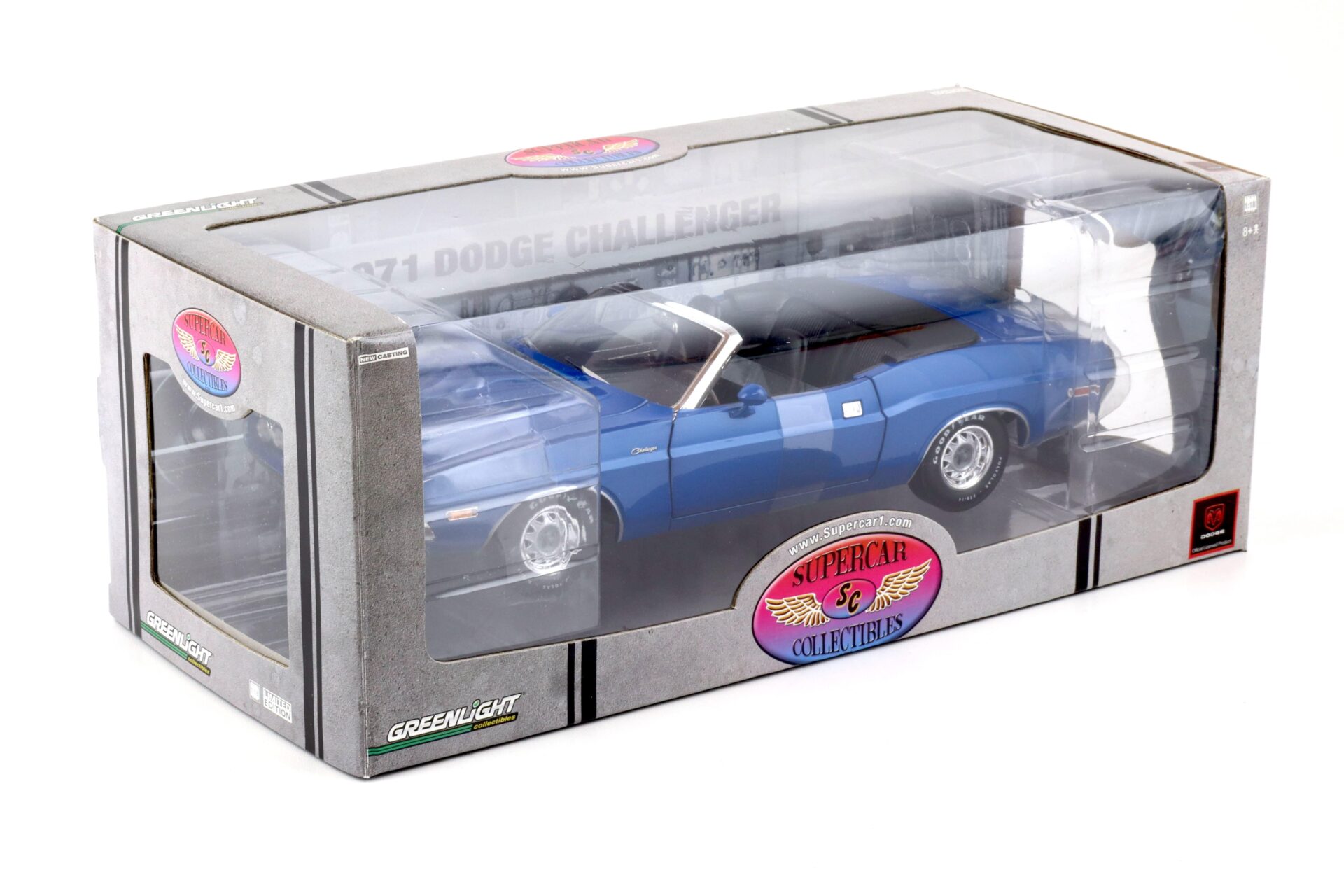 1:18 Greenlight 1971 Dodge Challenger Convertible blue Supercar Collectibles