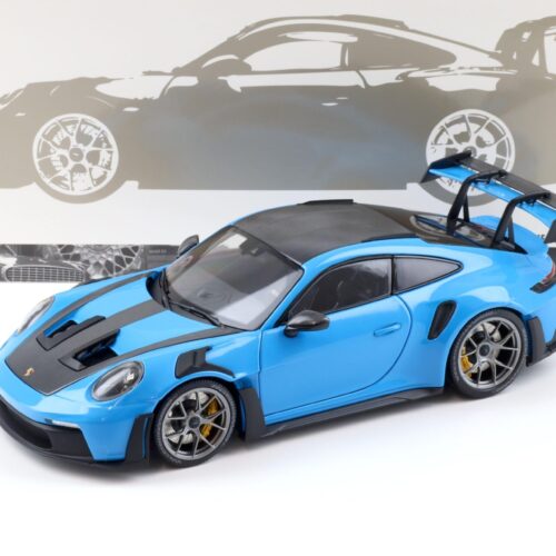 1:18 Minichamps Porsche 911 (992) GT3 RS Weissach Package blue/ dark silver wheels