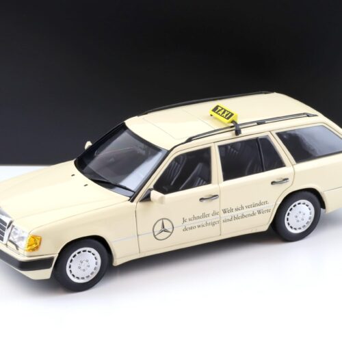1:18 Norev Mercedes 300 D T-Modell Estate S124 E-Class TAXI ivory DEALER VERSION