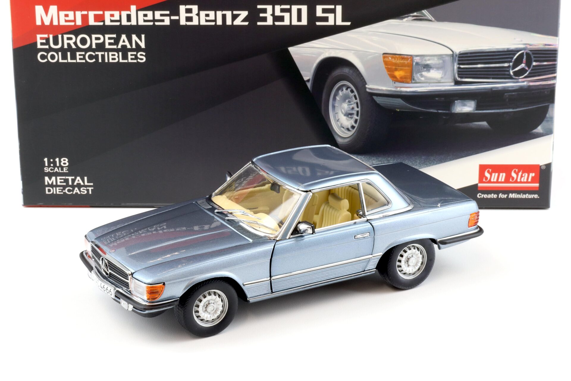 1:18 Sun Star Mercedes 350SL W107 Hardtop blue metallic 1977