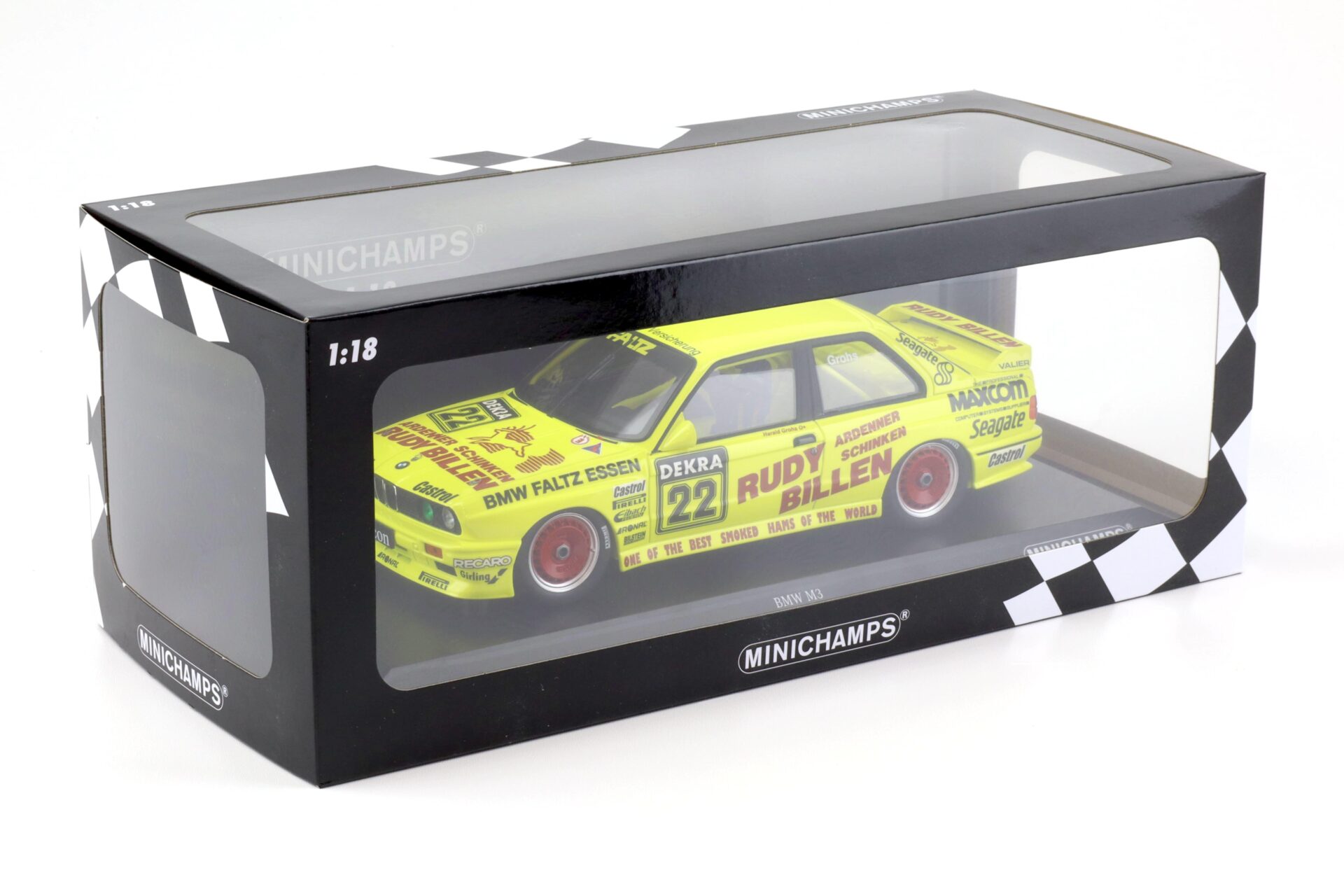 1:18 Minichamps BMW M3 E30 DTM 1989 Valier Motorsport H.Grohs #22 Rudy Billen