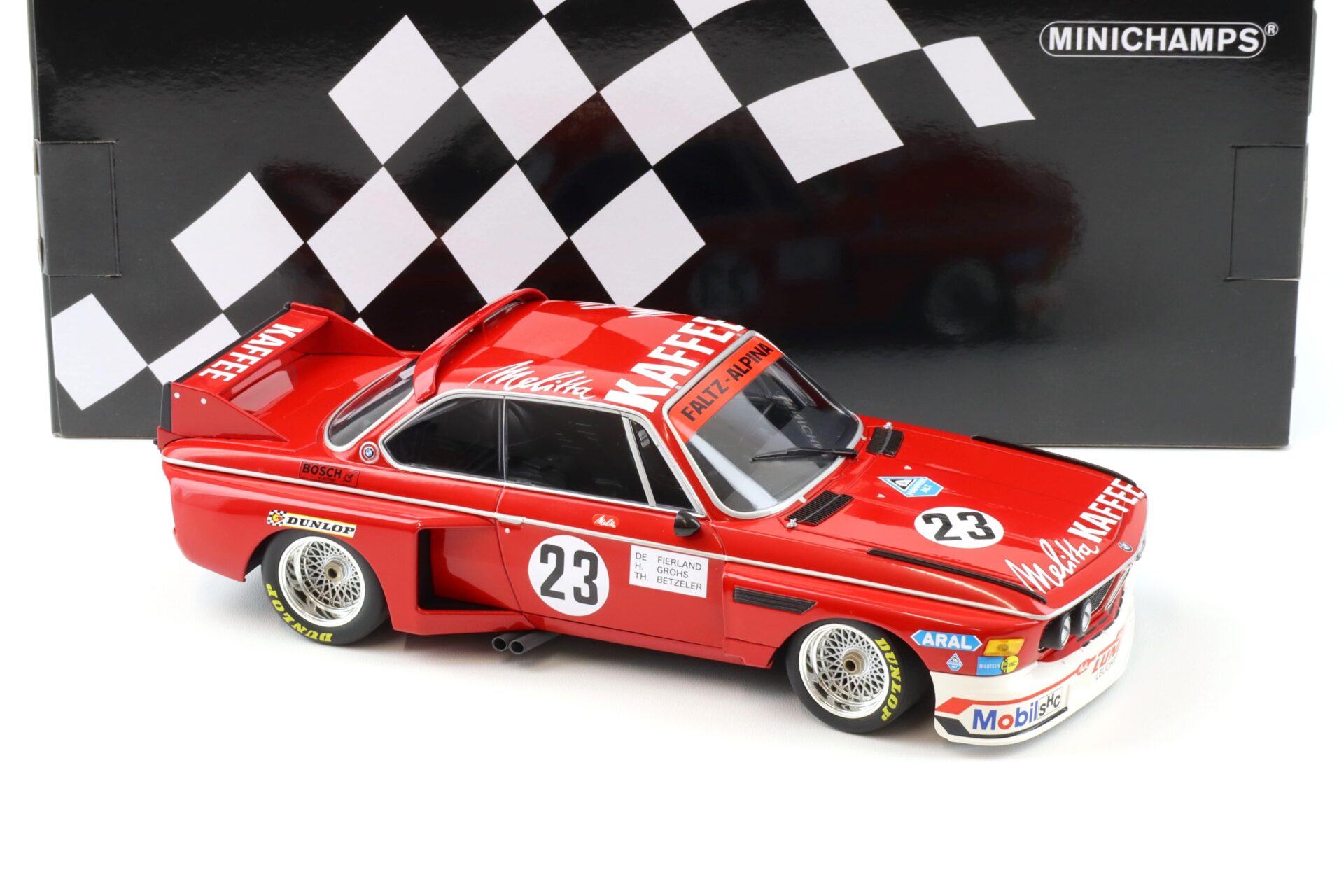1:18 Minichamps BMW 3.0 CSL Faltz-Alpina #23 Zandvoort Trophy 1975 De Fierlant/Grohs