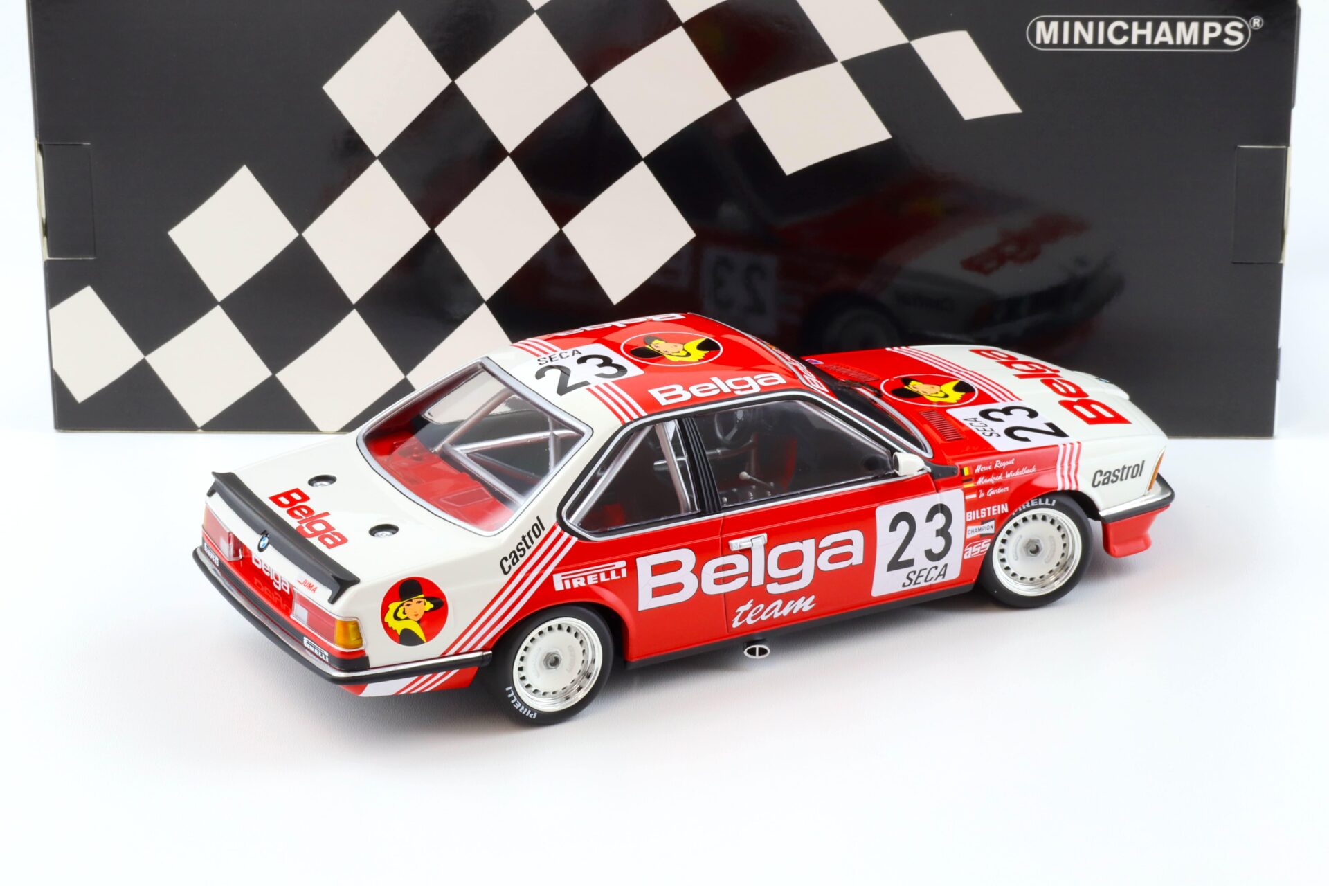 1:18 Minichamps BMW 635 CSI Belga Juma Racing 24h SPA 1985 Winkelhock/ Regout