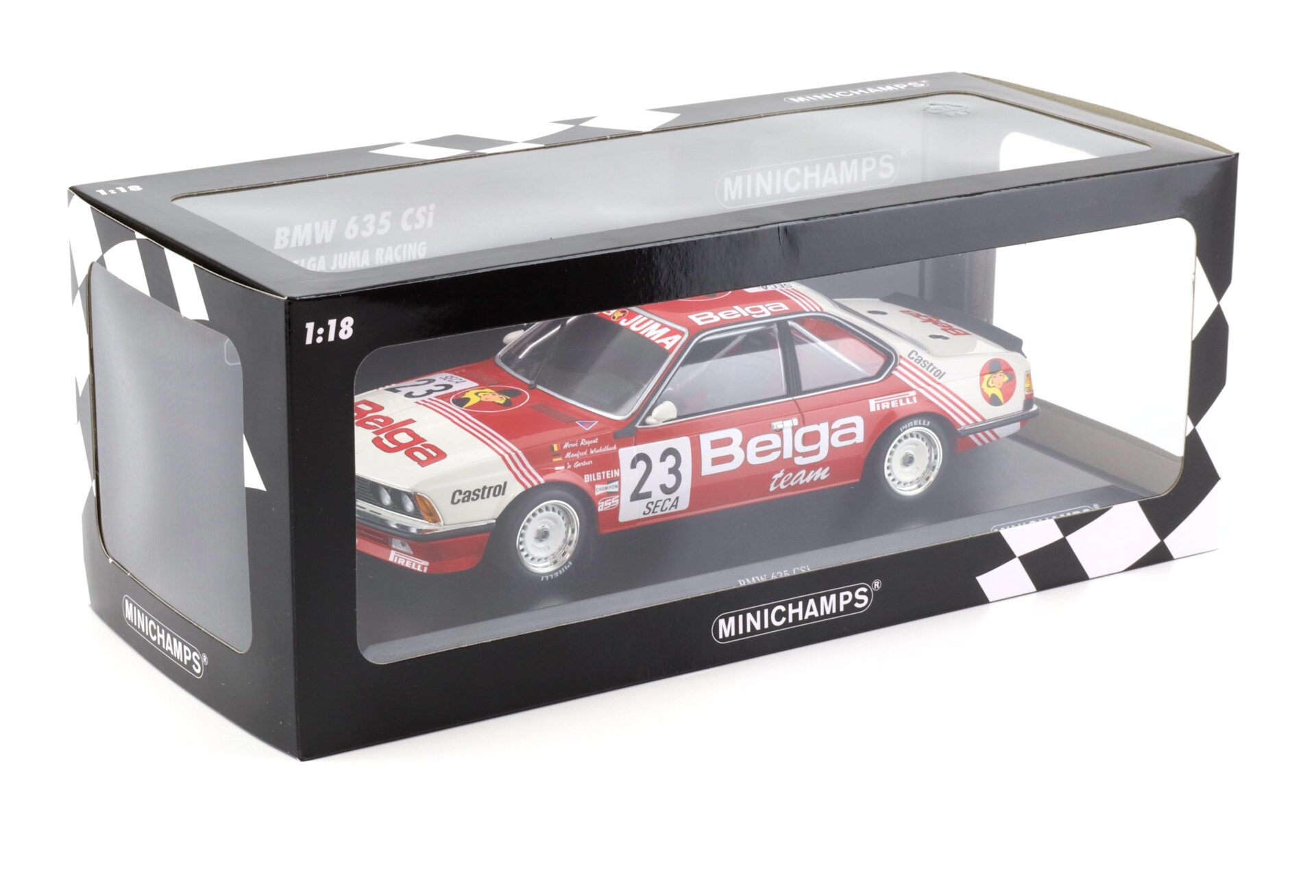 1:18 Minichamps BMW 635 CSI Belga Juma Racing 24h SPA 1985 Winkelhock/ Regout