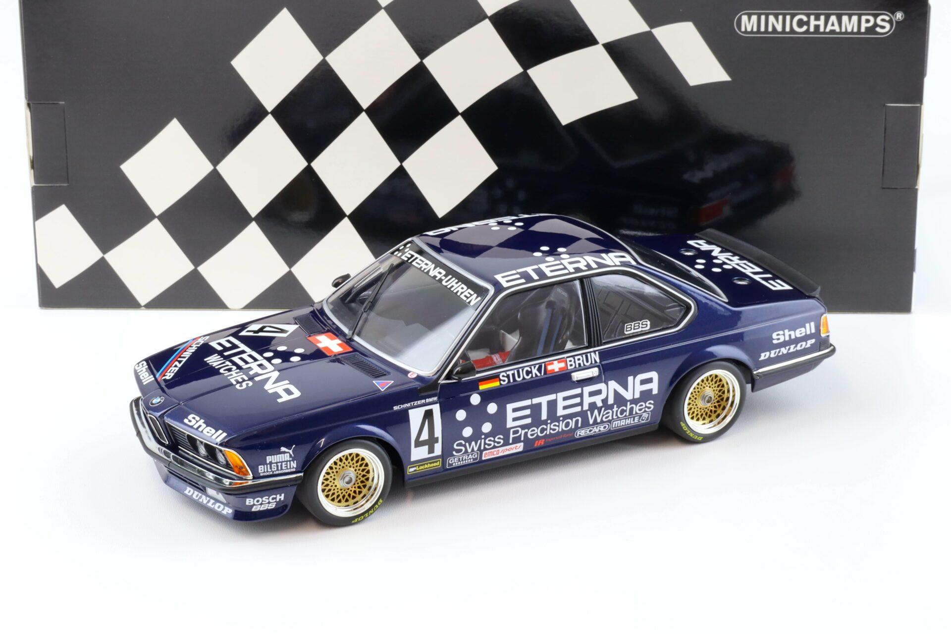 1:18 Minichamps BMW 635 CSI Schnitzer Eterna 3rd Place GP BRNO 1984 Stuck/Brun