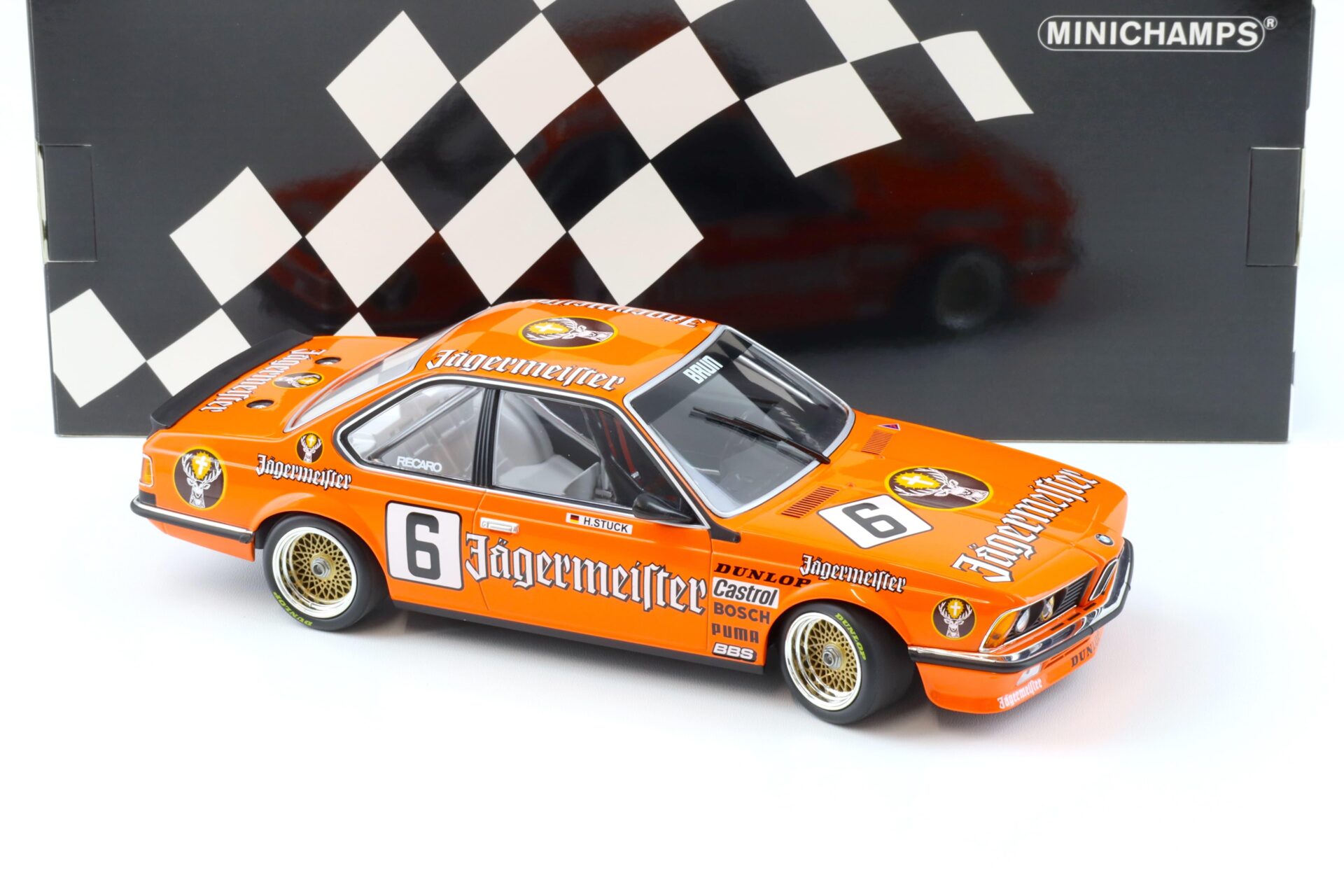 1:18 Minichamps BMW 635 CSI Jägermeister Brun Bergischer Löwe Zolder DPM 1984 Stuck