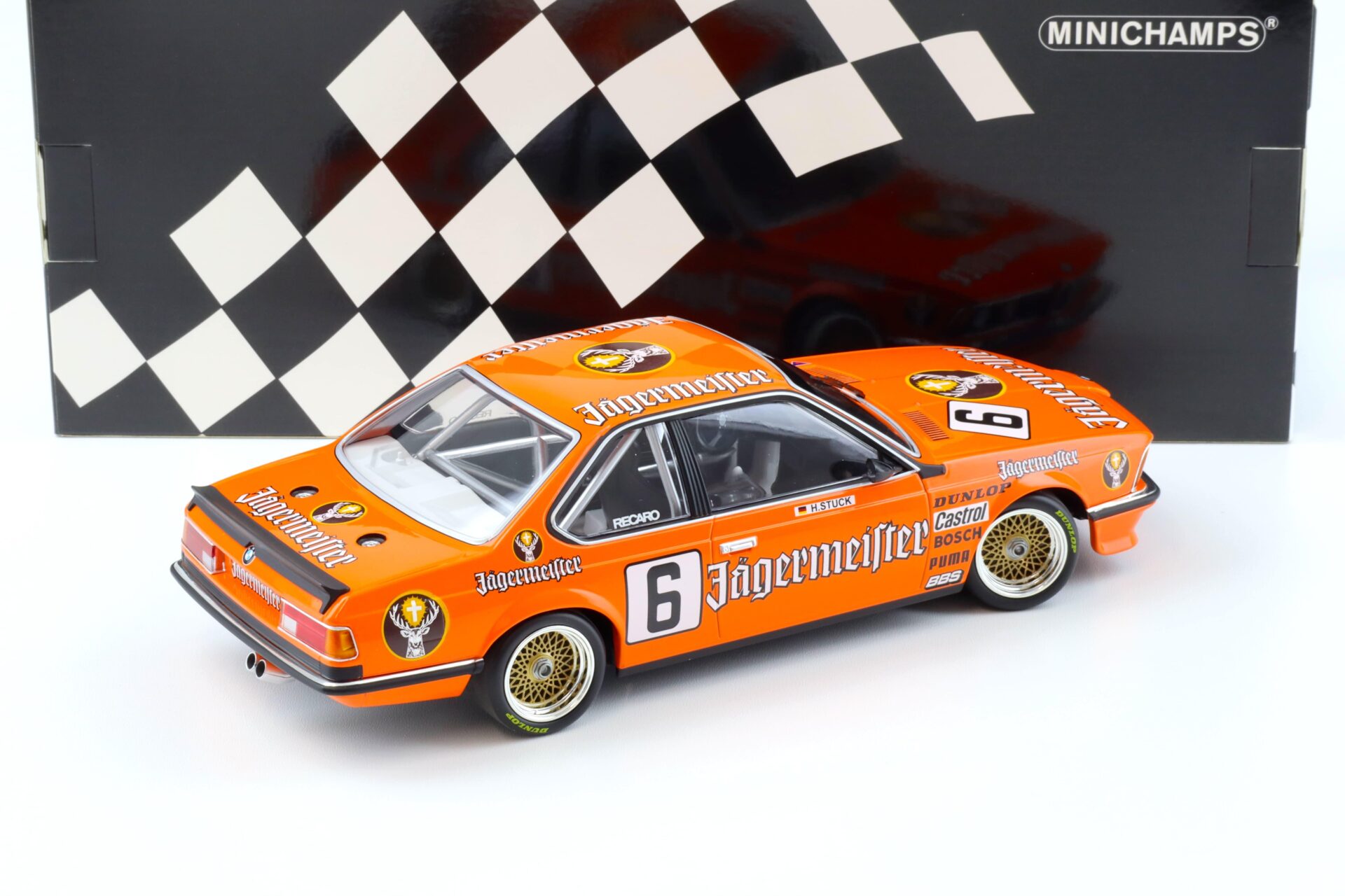 1:18 Minichamps BMW 635 CSI Jägermeister Brun Bergischer Löwe Zolder DPM 1984 Stuck