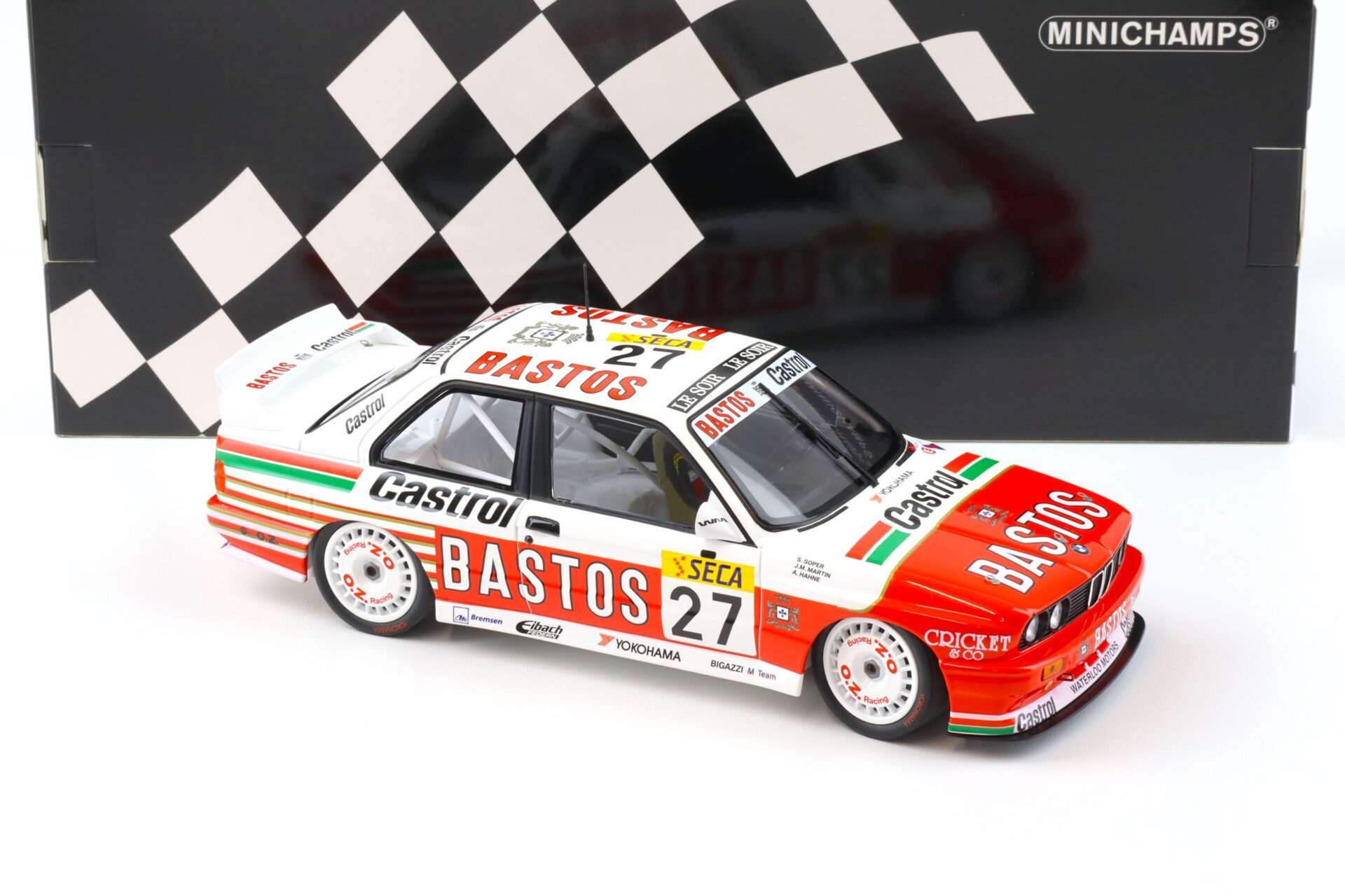 1:18 Minichamps BMW M3 E30 Bigazzi Team Bastos 4th Place 24h Spa 1990 Soper/Hahne