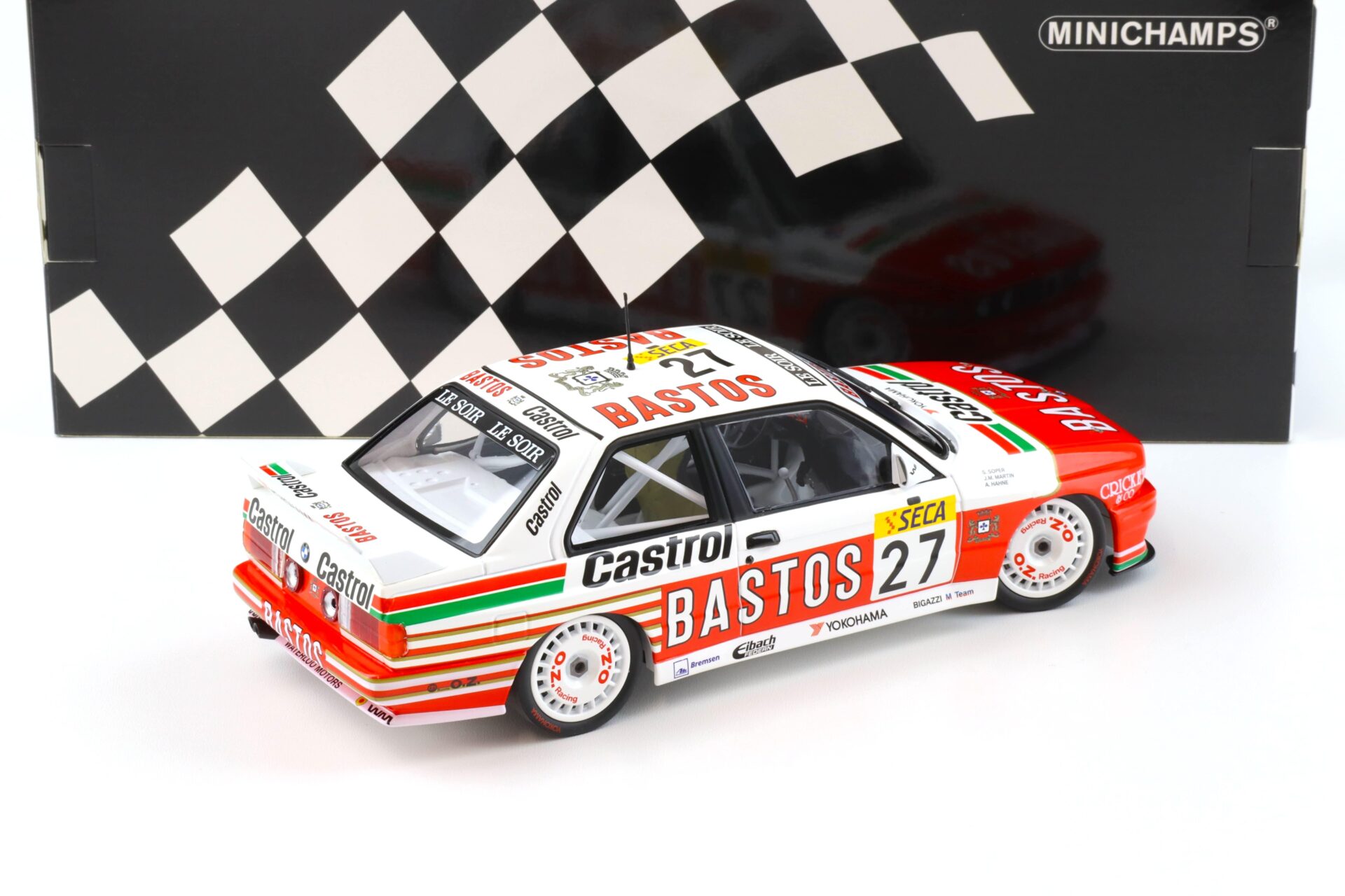 1:18 Minichamps BMW M3 E30 Bigazzi Team Bastos 4th Place 24h Spa 1990 Soper/Hahne