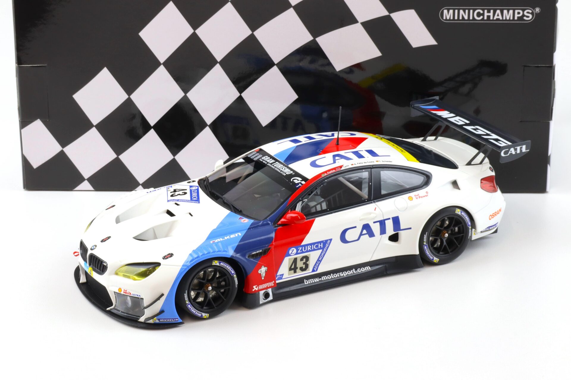 1:18 Minichamps BMW M6 GT3 Team Schnitzer 24h Nürburgring 2017 #43 Farfus/ Lynn