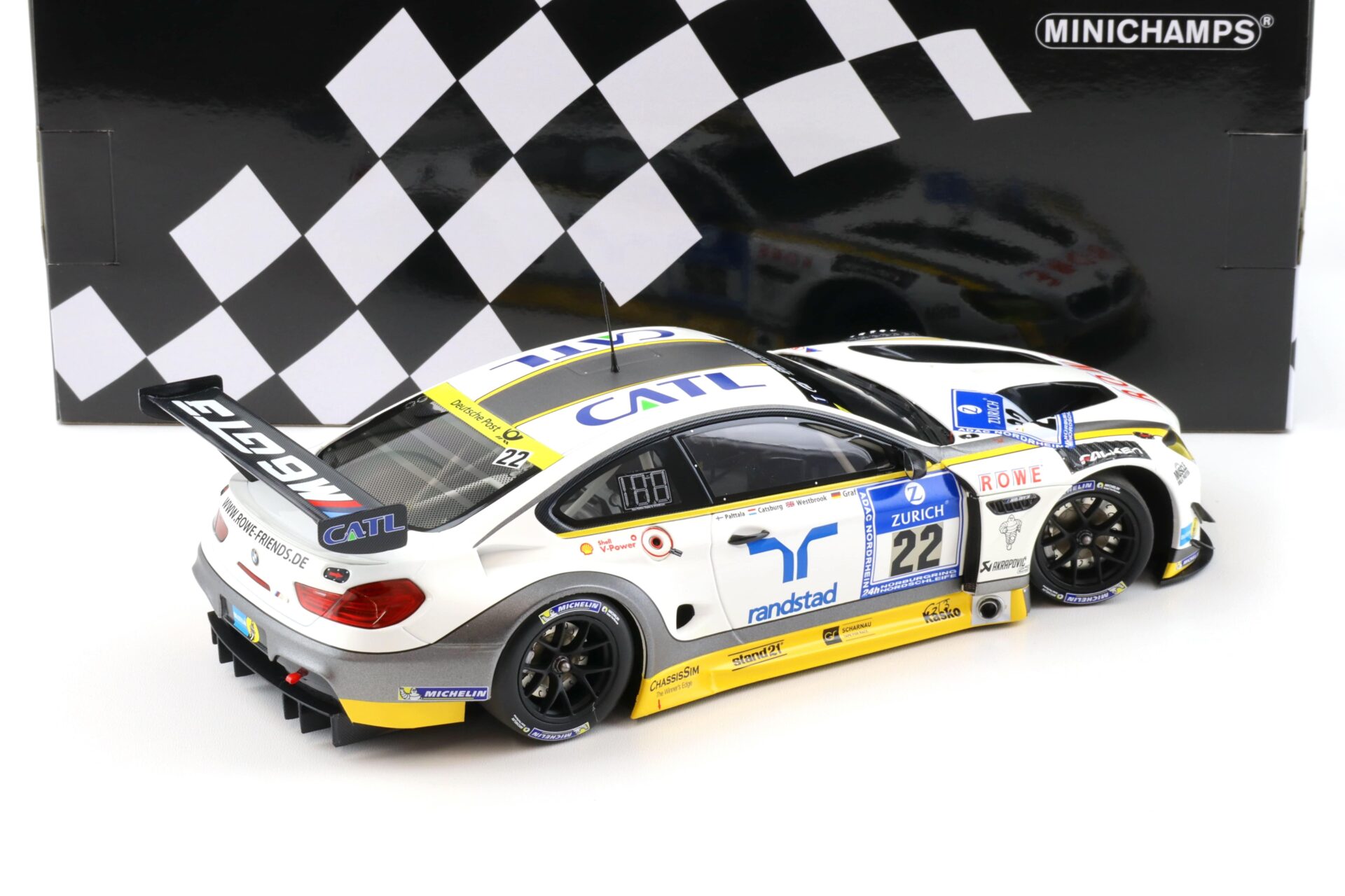 1:18 Minichamps BMW M6 GT3 ROWE Racing 24h Nürburgring 2016 Graf #22