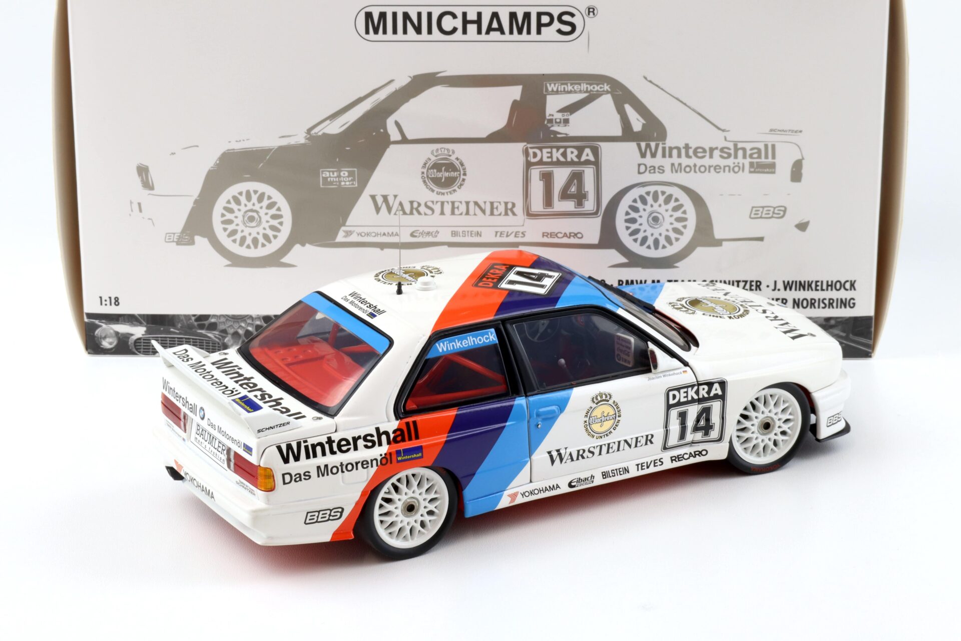 1:18 Minichamps BMW M3 E30 DTM M-Team Schnitzer Winkelhock Winner Norisring 1992