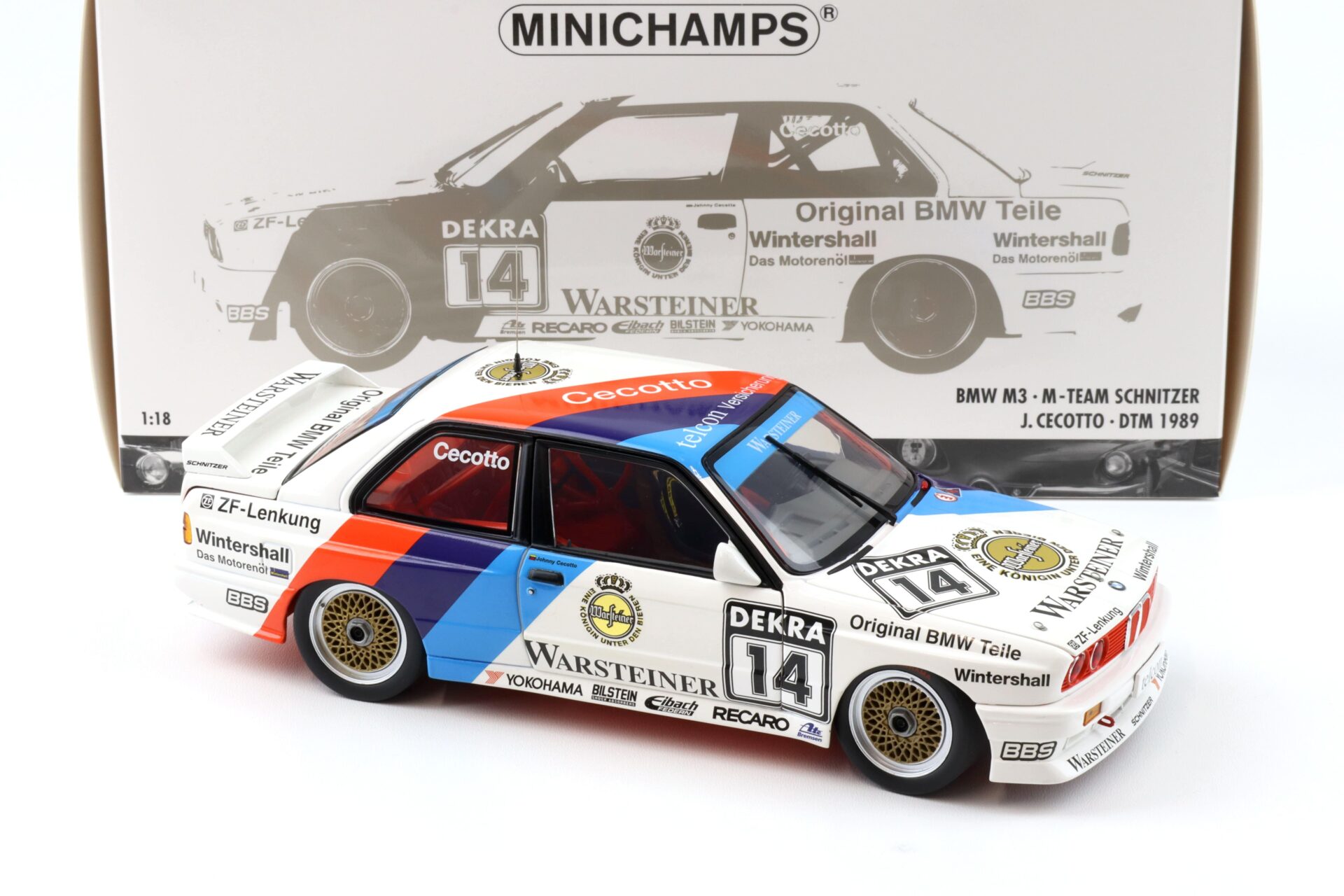 1:18 Minichamps BMW M3 E30 DTM M-Team Schnitzer #14 J.Cecotto DTM 1989