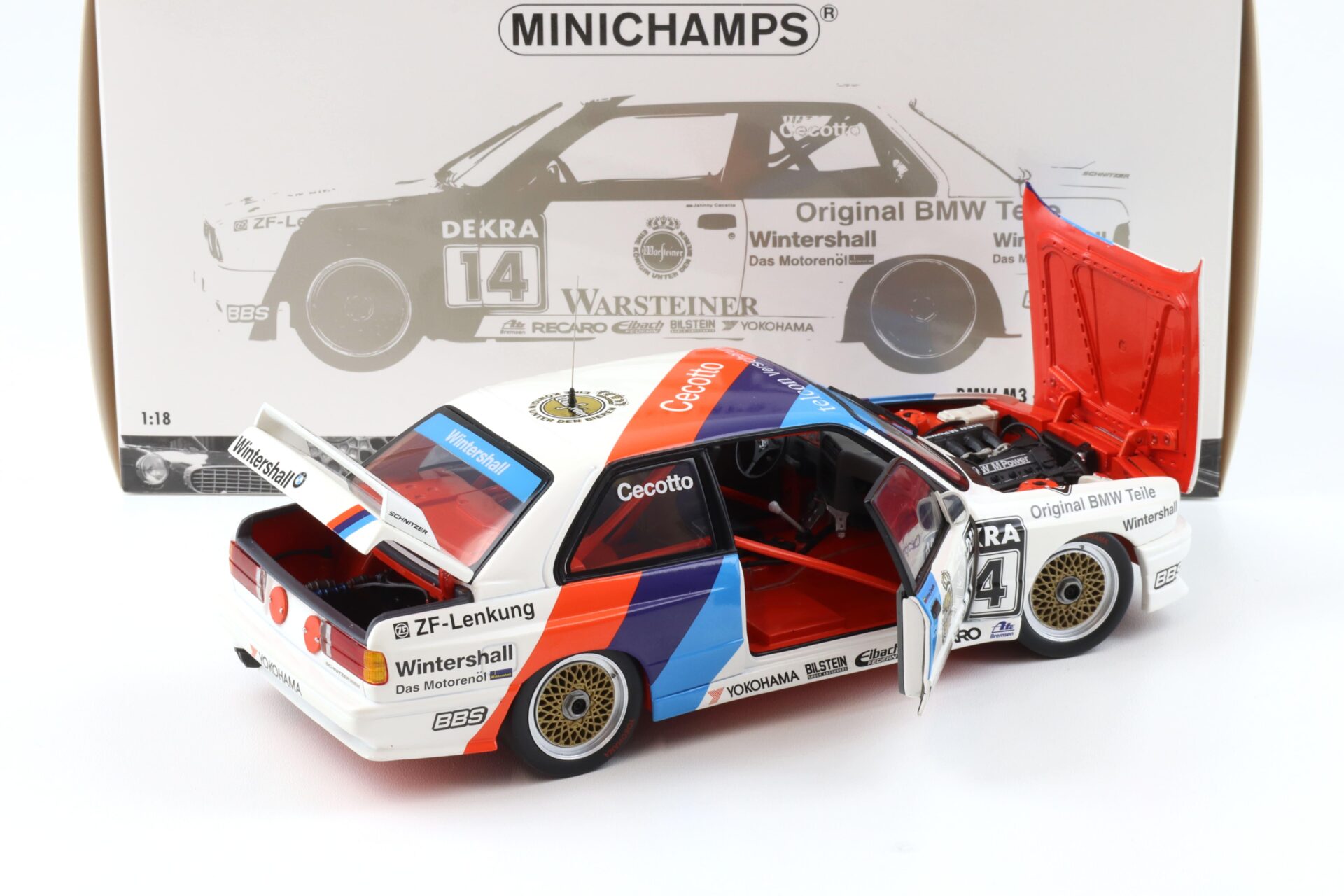 1:18 Minichamps BMW M3 E30 DTM M-Team Schnitzer #14 J.Cecotto DTM 1989
