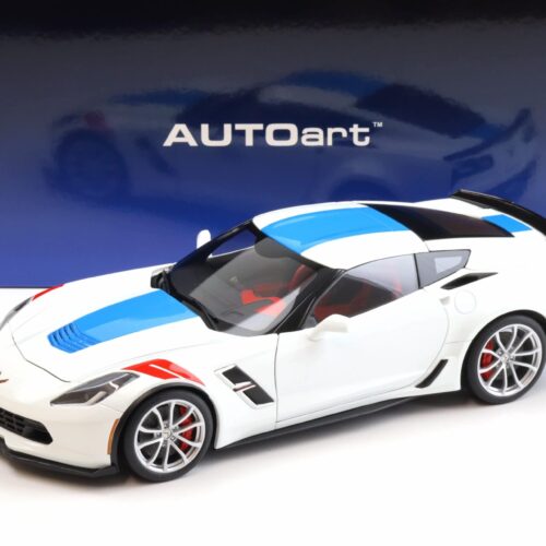 1:18 AUTOart Chevrolet Corvette C7 Grand Sport Arctic white/ blue stripes 71271
