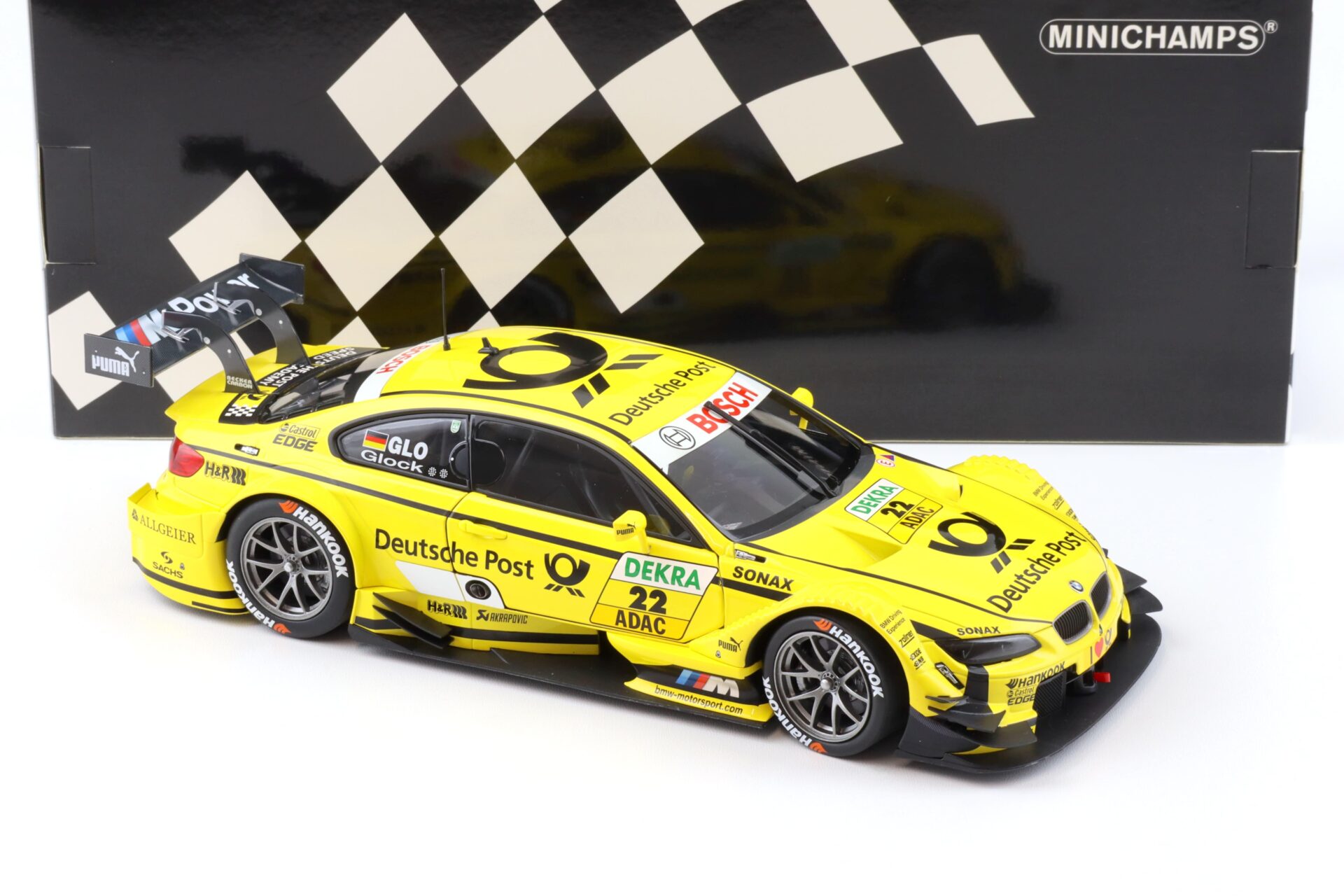 1:18 Minichamps BMW M3 E92 DTM Team MTEK Glock #22 Deutsche Post 2013