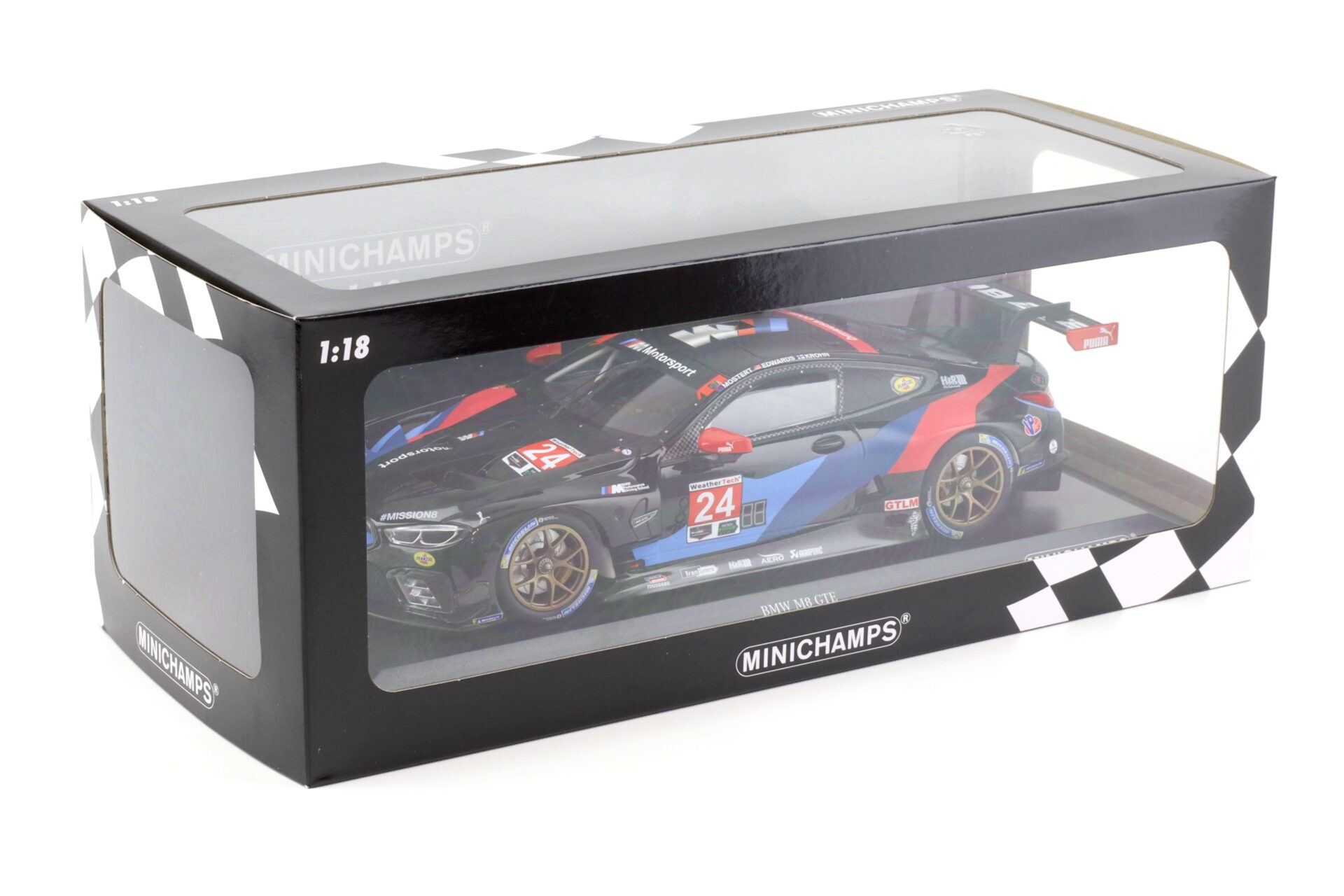 1:18 Minichamps BMW M8 GTE #24 Team RLL 3rd in Class Petite Le Mans 2018