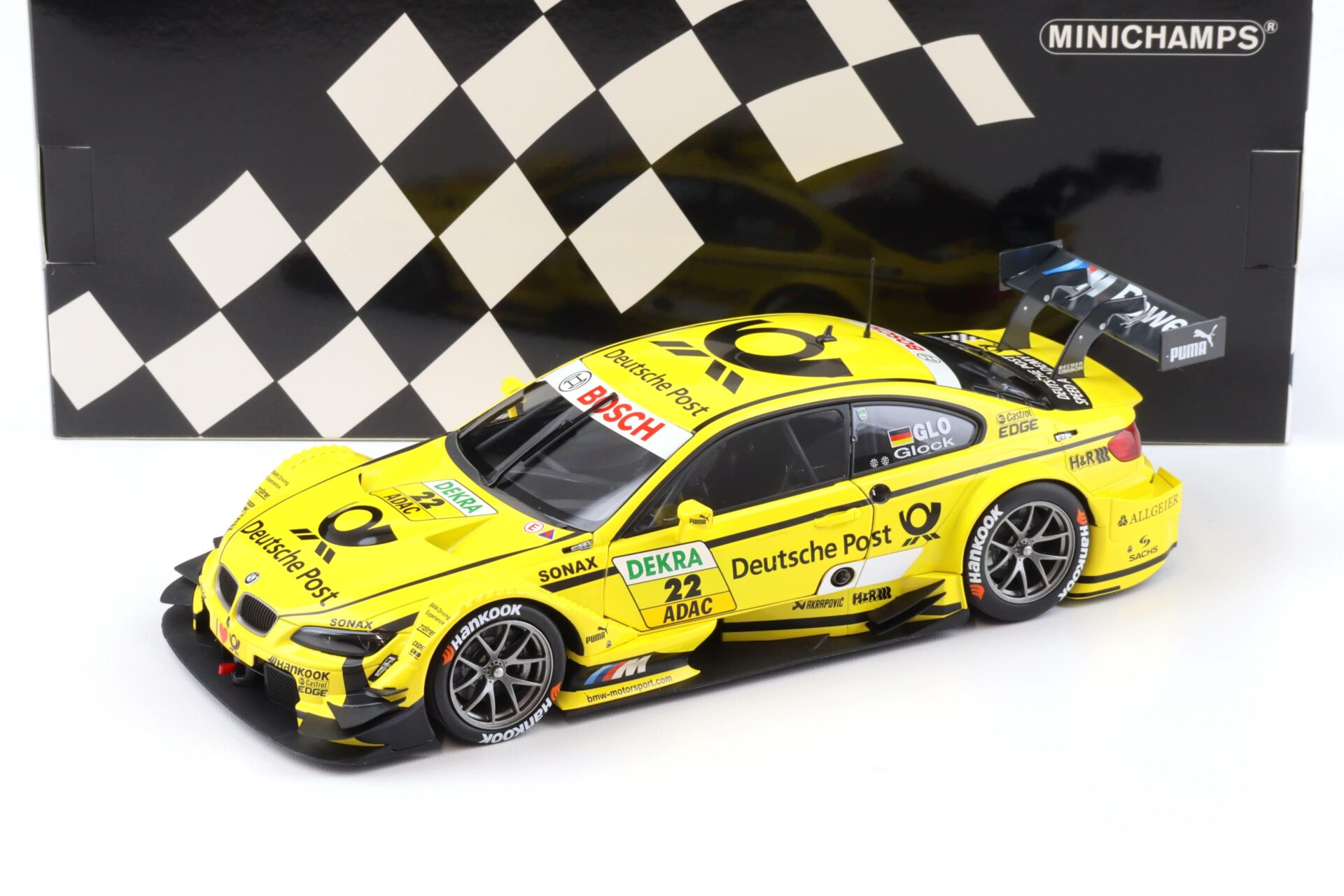 1:18 Minichamps BMW M3 E92 DTM Team MTEK Glock #22 Deutsche Post 2013