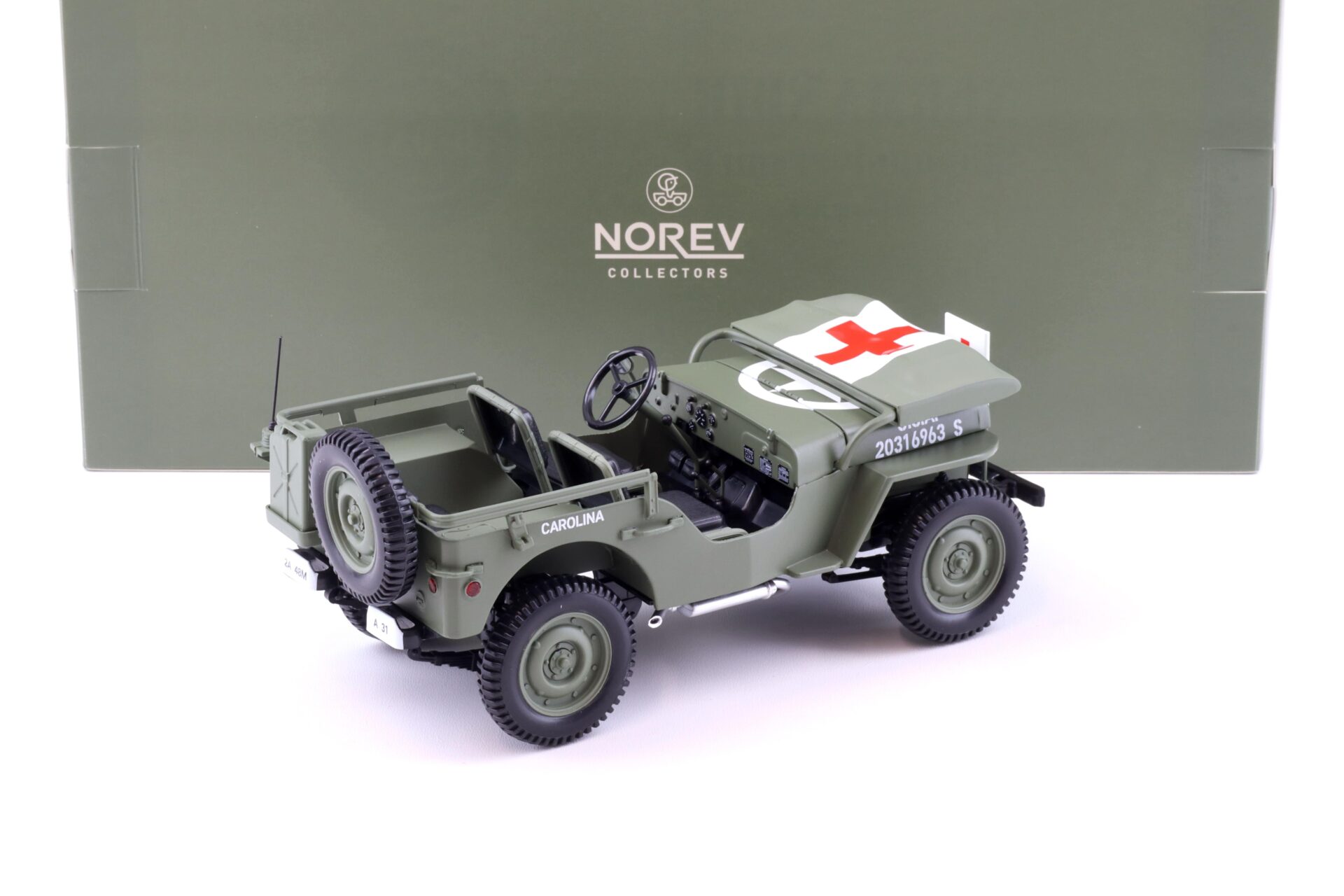1:18 Norev Jeep Willys Army 1944 Ambulance green/ white - Limited 200 pcs.