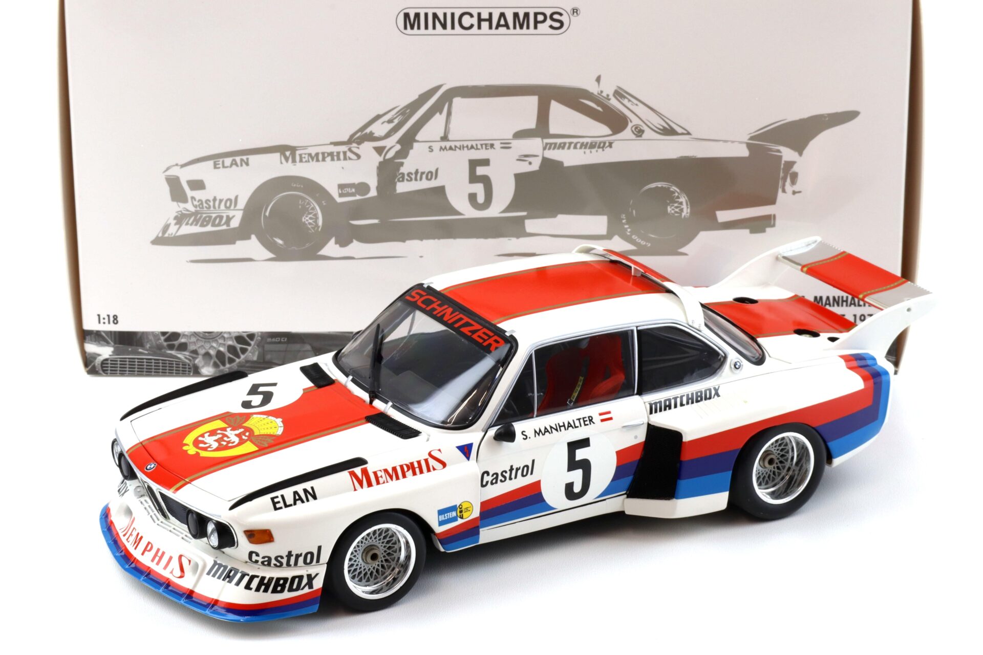 1:18 Minichamps BMW 3.5 CSL Gr.5 S.Manhalter #5 Winner Havirov Inter. 1977