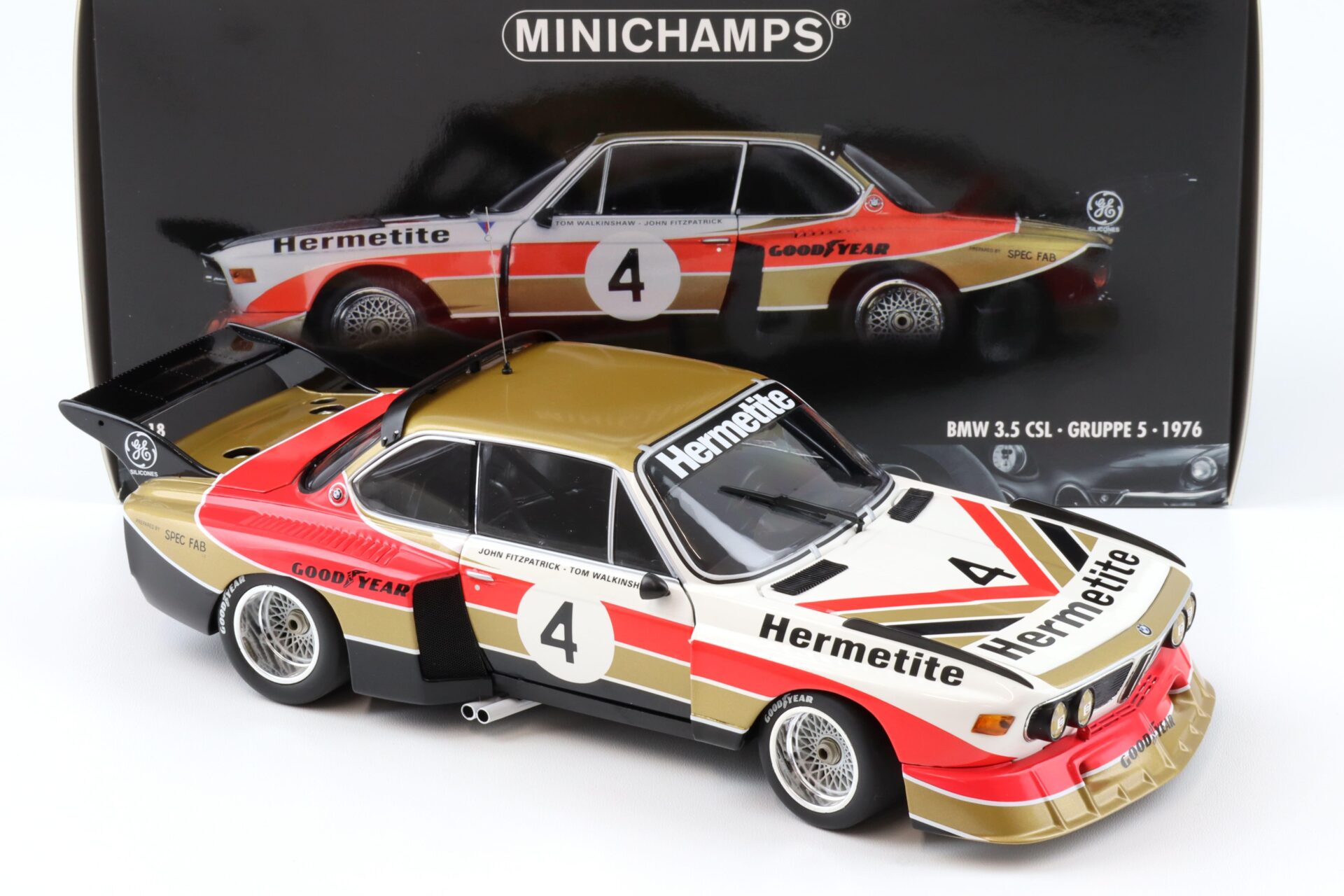 1:18 Minichamps BMW 3.5 CSL Gr.5 HERMETITE #4 Fitzpatrick/Walkinshaw Winner 6h Silverstone 1976