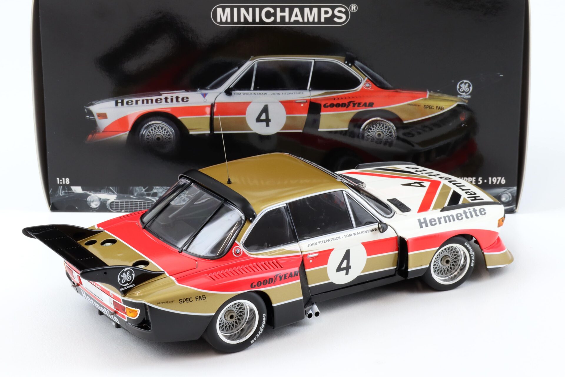 1:18 Minichamps BMW 3.5 CSL Gr.5 HERMETITE #4 Fitzpatrick/Walkinshaw Winner 6h Silverstone 1976