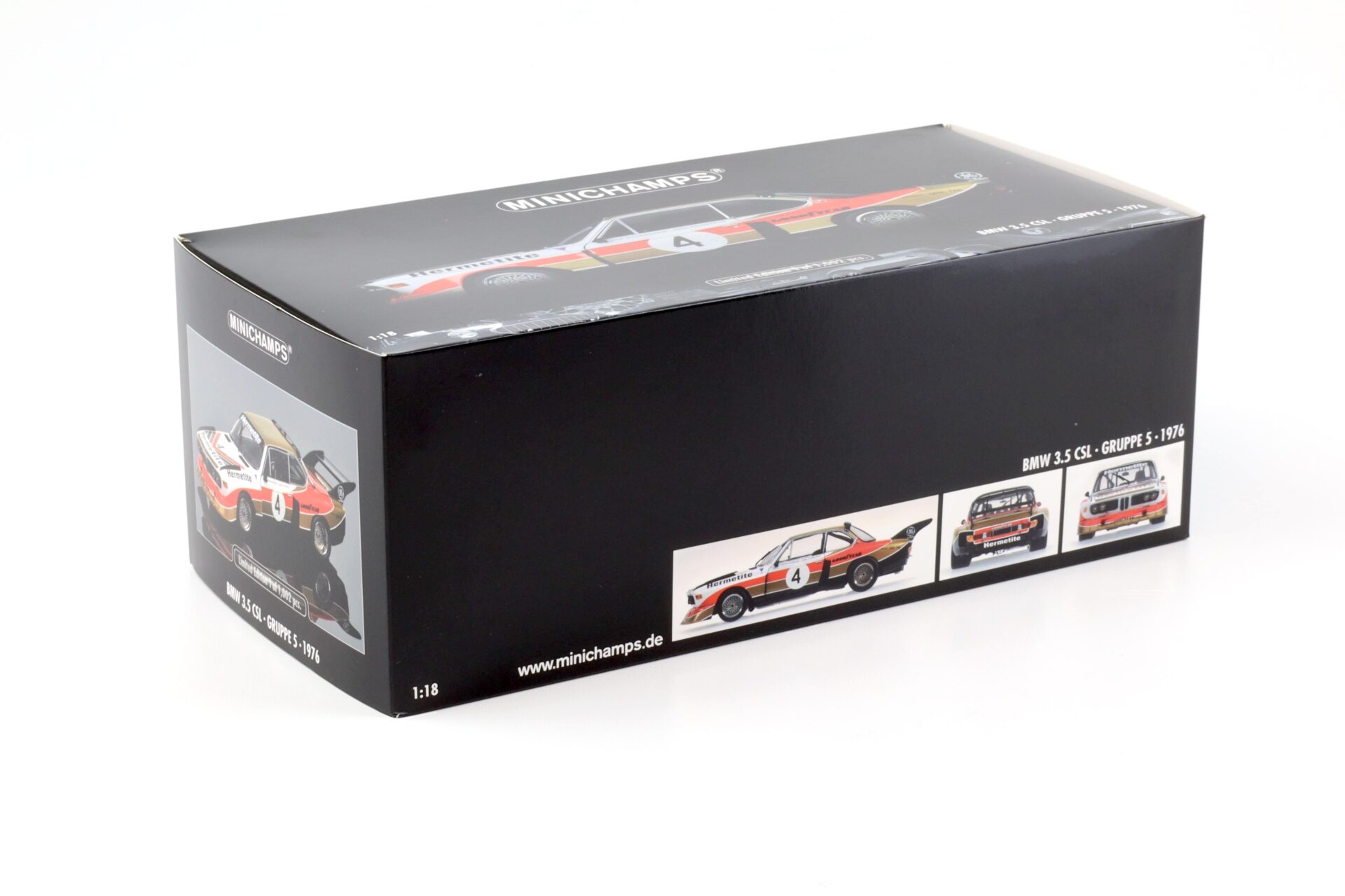 1:18 Minichamps BMW 3.5 CSL Gr.5 HERMETITE #4 Fitzpatrick/Walkinshaw Winner 6h Silverstone 1976
